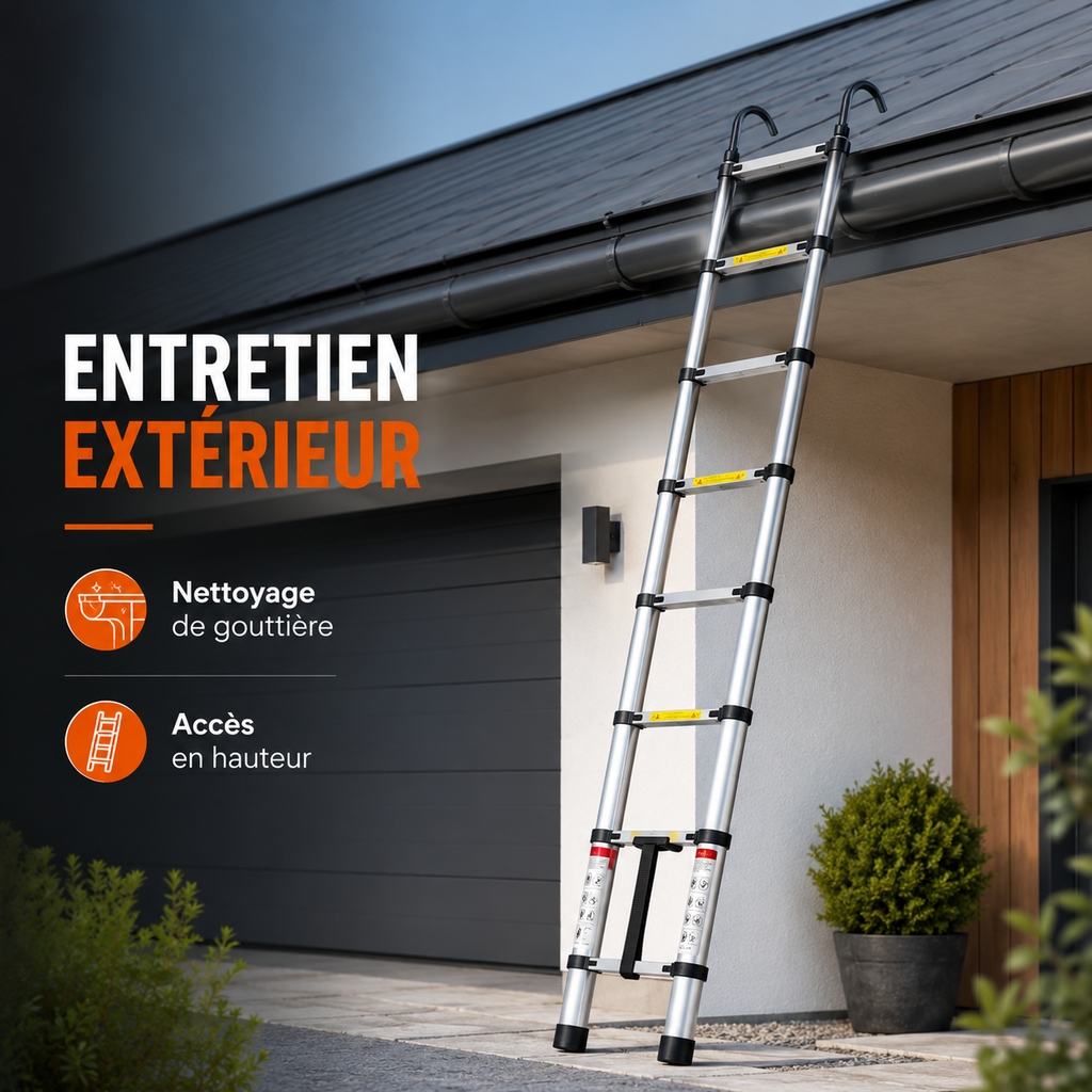 Échelle télescopique 6,2 m avec crochets rotatifs
