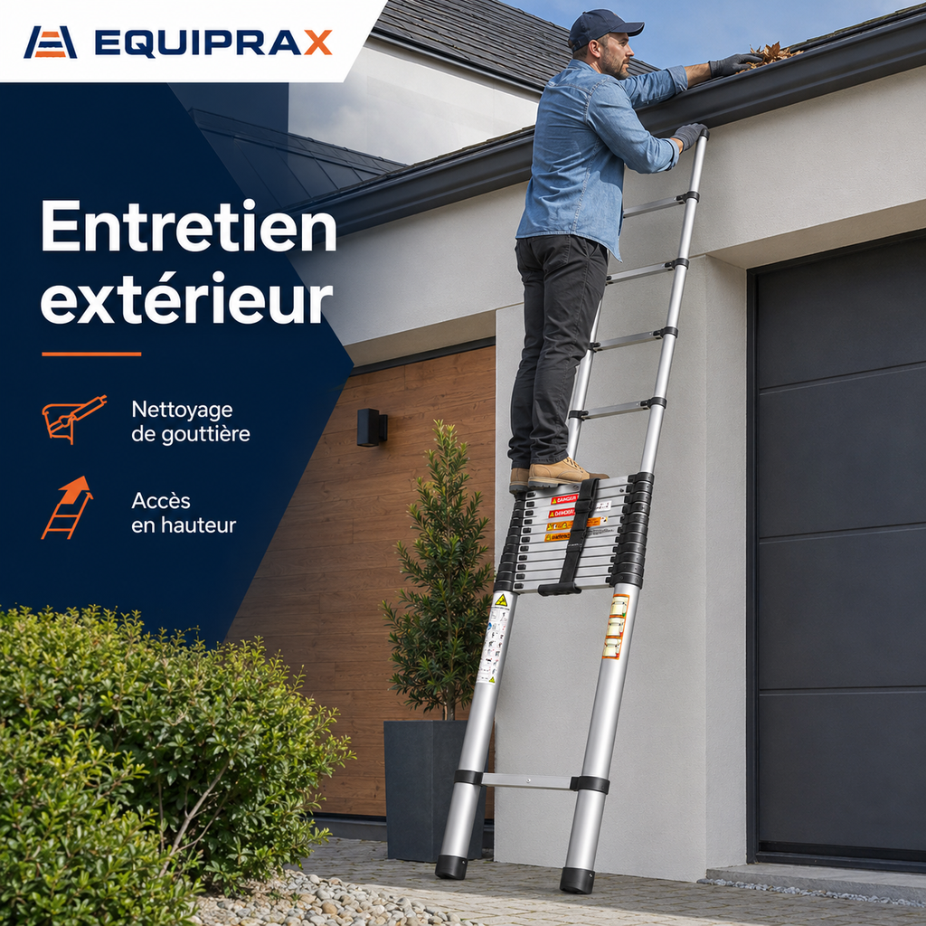 Échelle télescopique 3,2 m en acier inoxydable